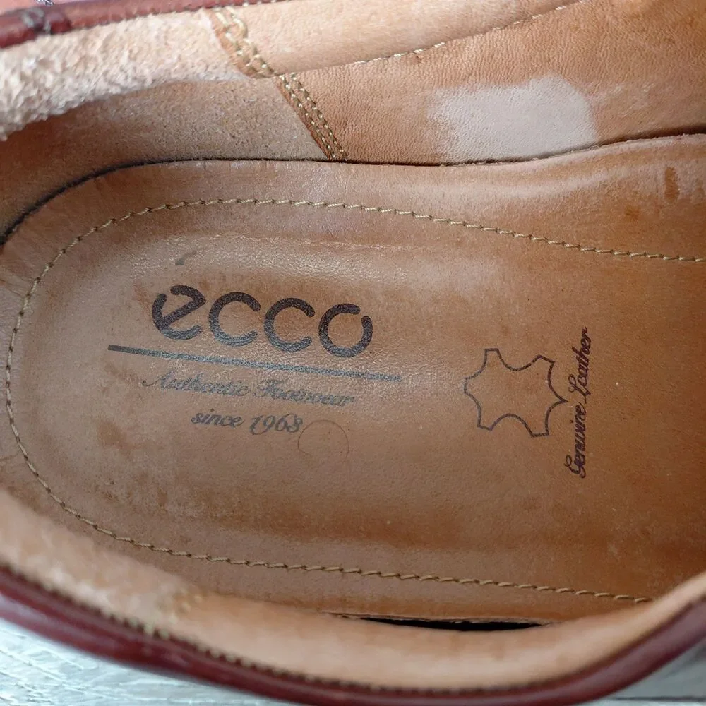 ECCO Helsinki 2 Shoes Mens 9-9.5 EU 43 Brown Leather Apron Toe Slip On Loafers